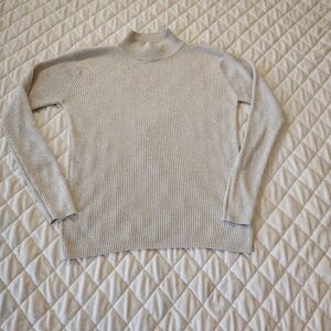 Joseph Women's Light Gray And Silver Metallic Turtleneck Sweater Size M,Silk.